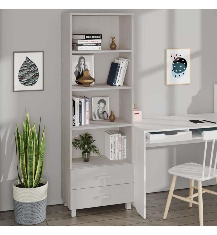 Buffet HAMAR Blanc 60x35x180 cm Bois de pin massif