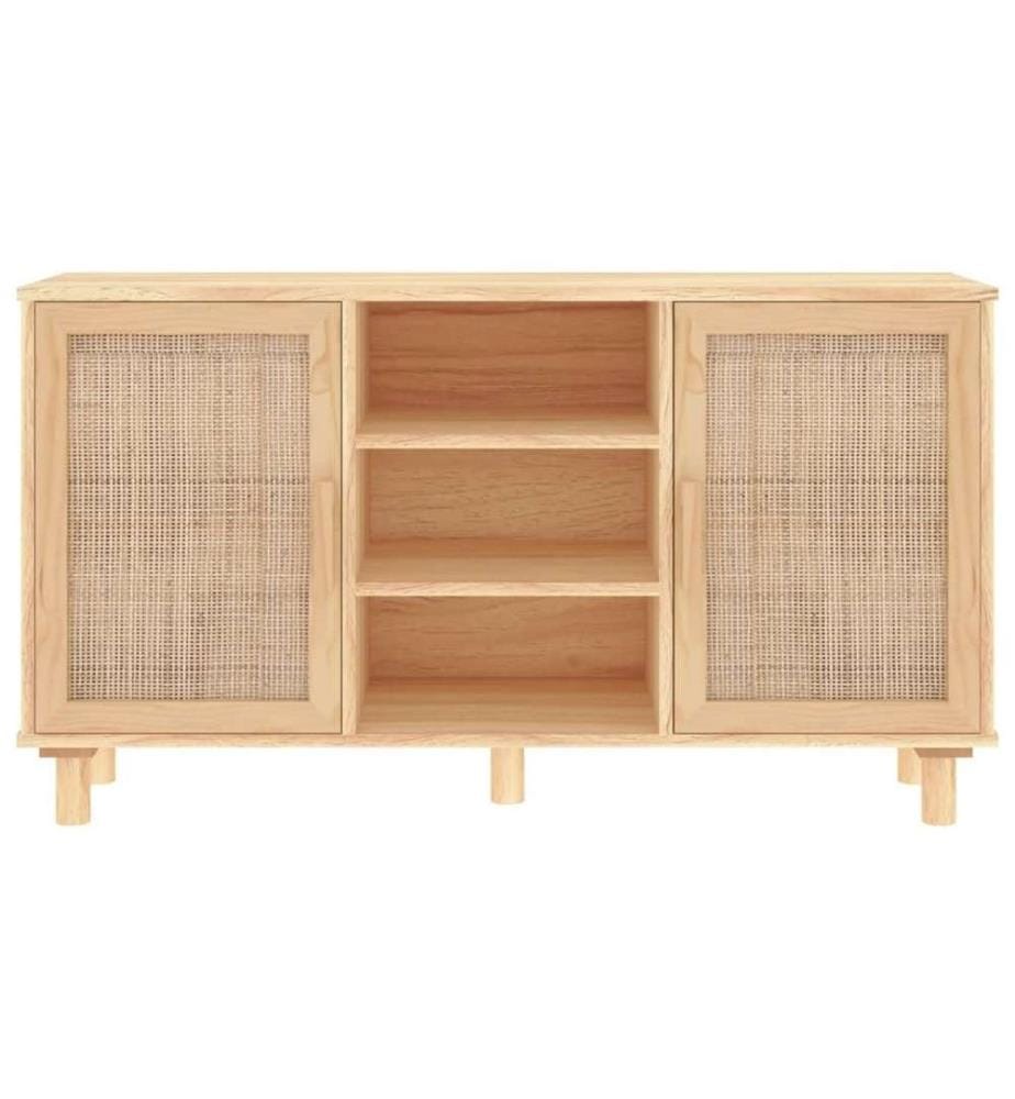 Buffet Marron 105x30x60 cm Bois de pin massif et rotin naturel