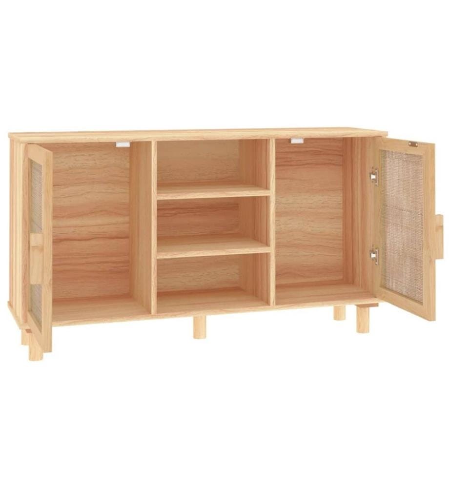 Buffet Marron 105x30x60 cm Bois de pin massif et rotin naturel