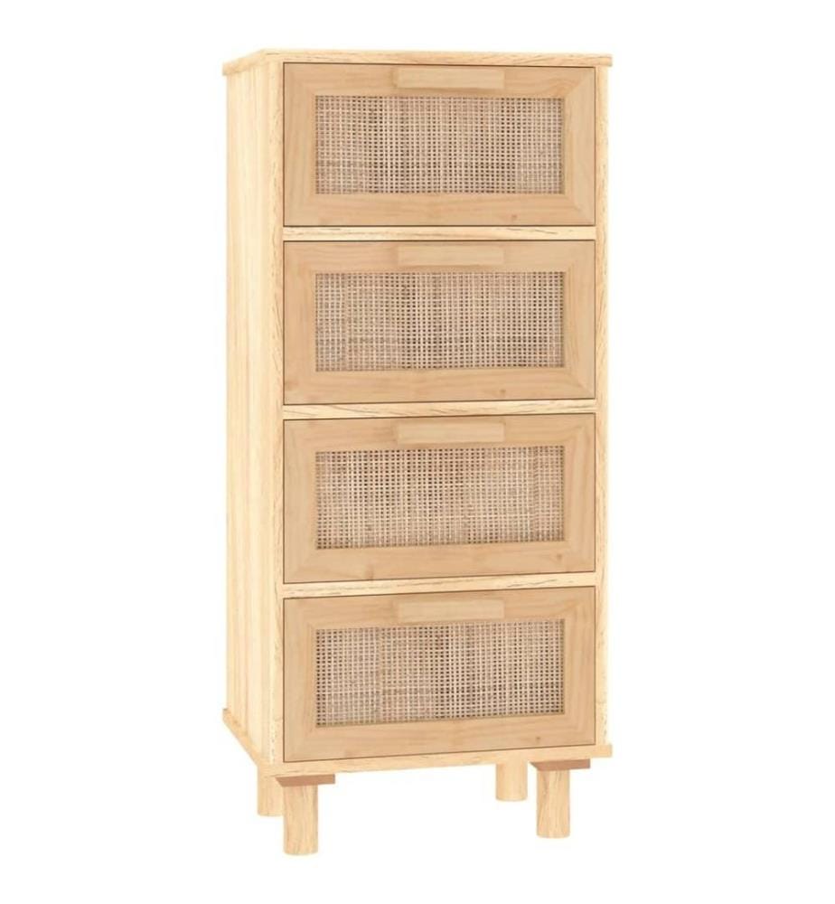 Buffet Marron 40x30x90 cm Bois de pin massif et rotin naturel