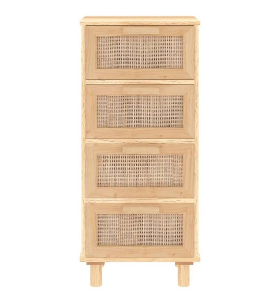 Buffet Marron 40x30x90 cm Bois de pin massif et rotin naturel