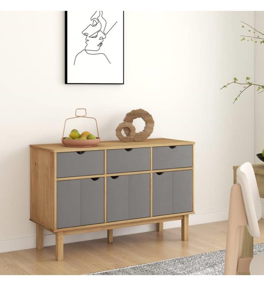 Sideboard OTTA Braun&Grau 114x43x73,5 cm Massivholz Kiefer