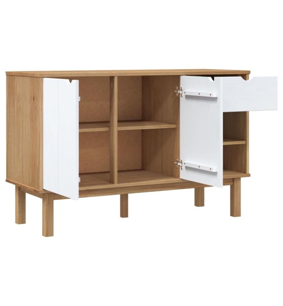 Buffet OTTA Marron et blanc 114x43x73,5 cm Bois massif pin