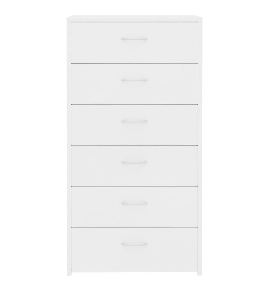 Buffet avec 6 tiroirs Blanc 50x34x96 cm Bois d'ingénierie