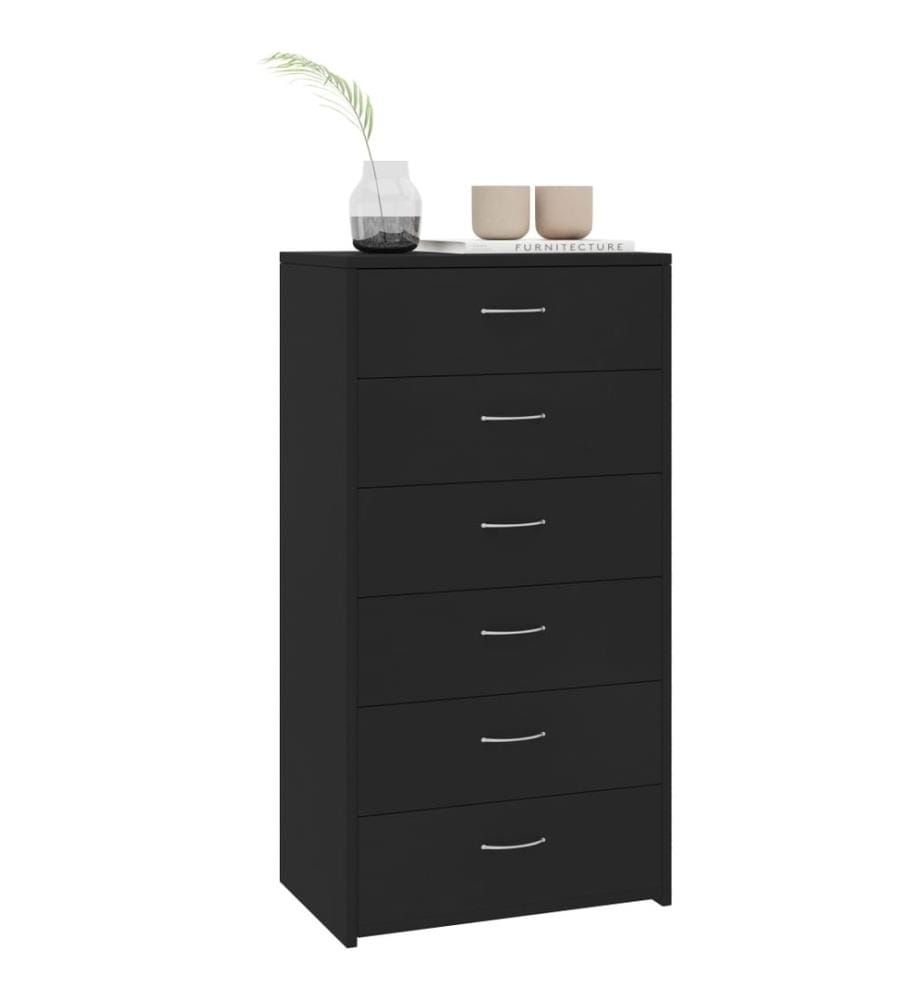 Buffet avec 6 tiroirs Noir 50x34x96 cm Aggloméré