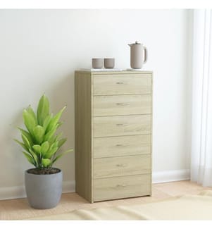 Buffet avec 6 tiroirs Chêne sonoma 50x34x96 cm Aggloméré