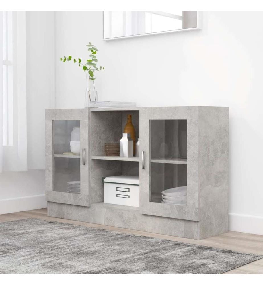 Armoire à vitrine Gris béton 120x30,5x70 cm Aggloméré