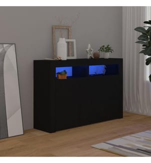 Sideboard mit LED-Leuchten Schwarz 115,5x30x75 cm