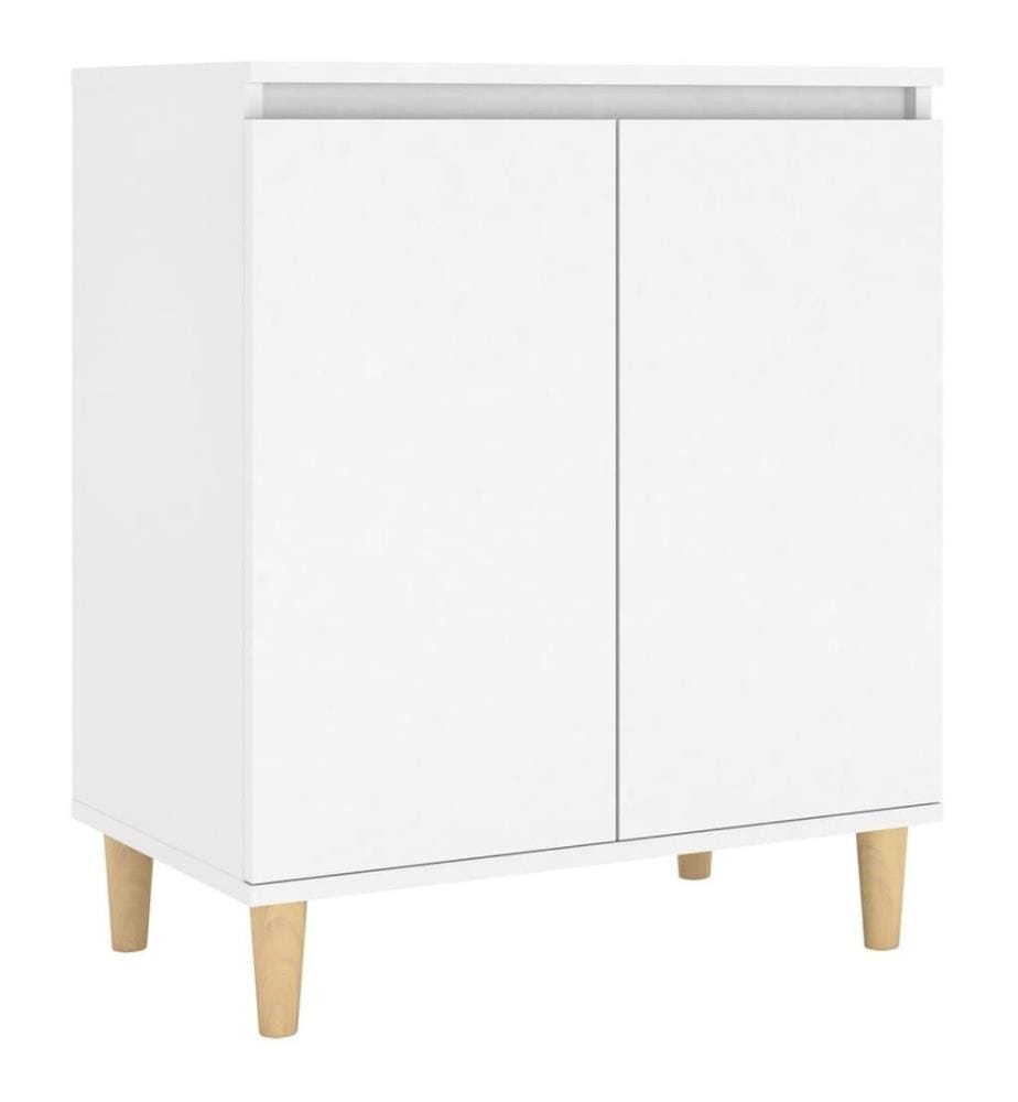 Buffet avec pieds en bois massif Blanc 60x35x70 cm Aggloméré