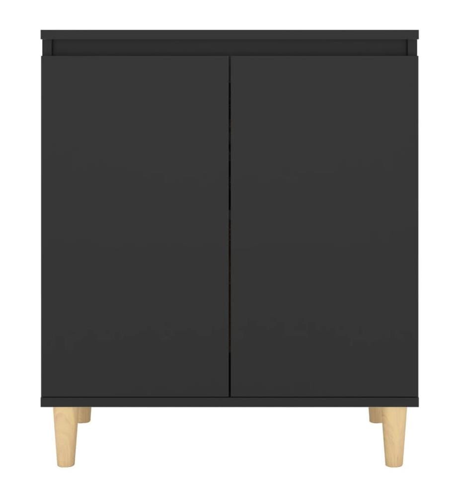 Buffet avec pieds en bois massif Noir 60x35x70 cm Aggloméré