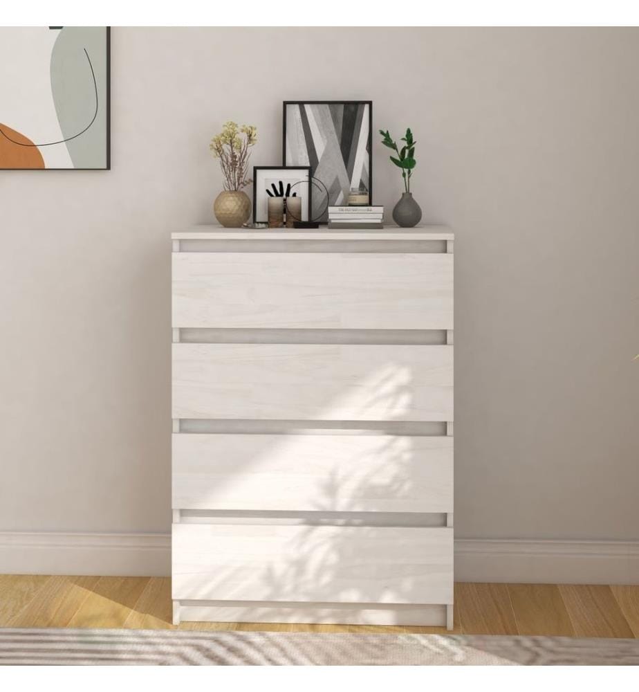 Beistellschrank Weiss 60x36x84 cm Massivholz Kiefer