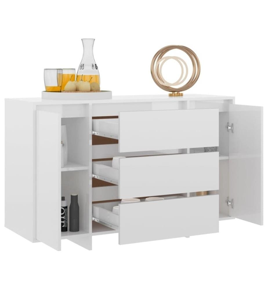Sideboard 3 Schubladen Hochglanz-Weiss 120x41x75cm Holzwerkstoff