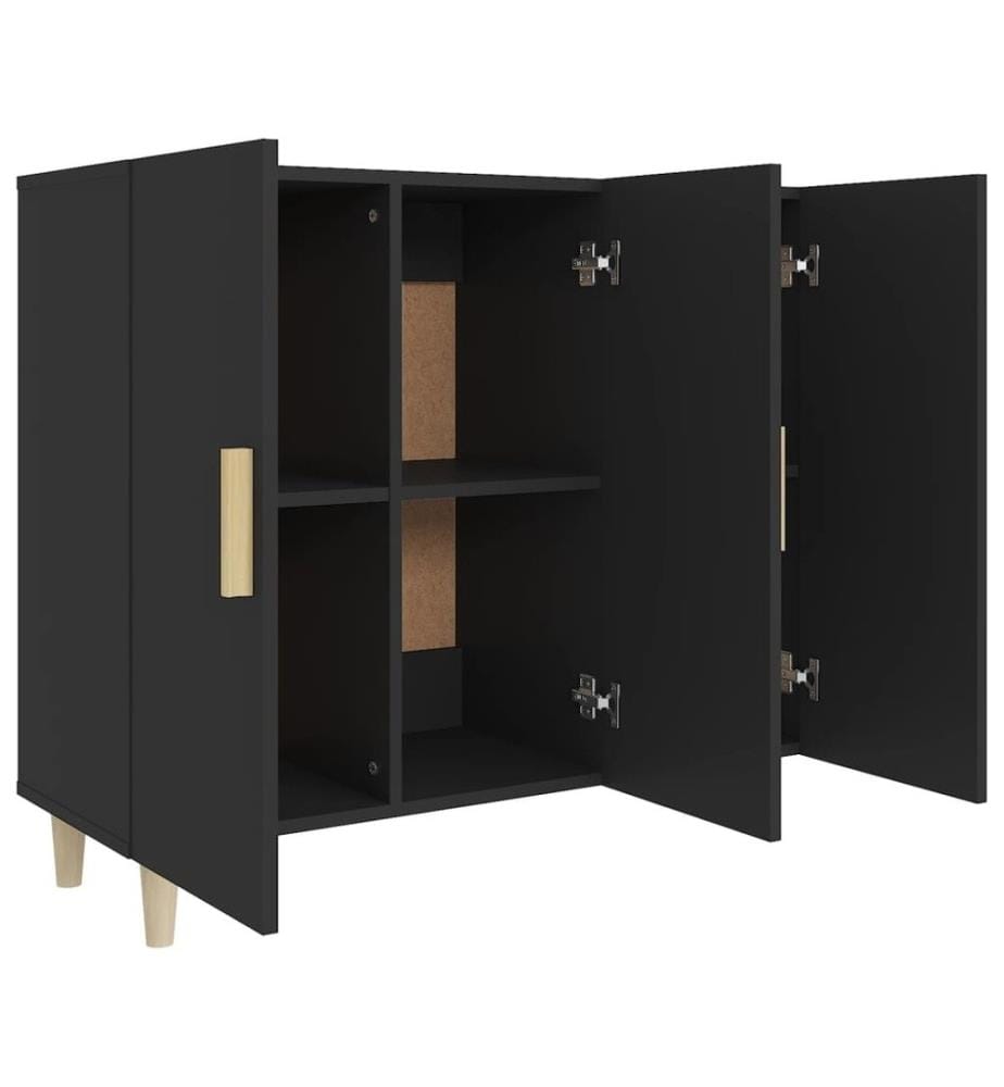 Buffet noir 90x34x80 cm bois d'ingénierie