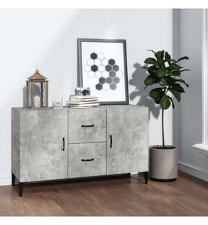 Buffet gris béton 100x36x60 cm bois d'ingénierie