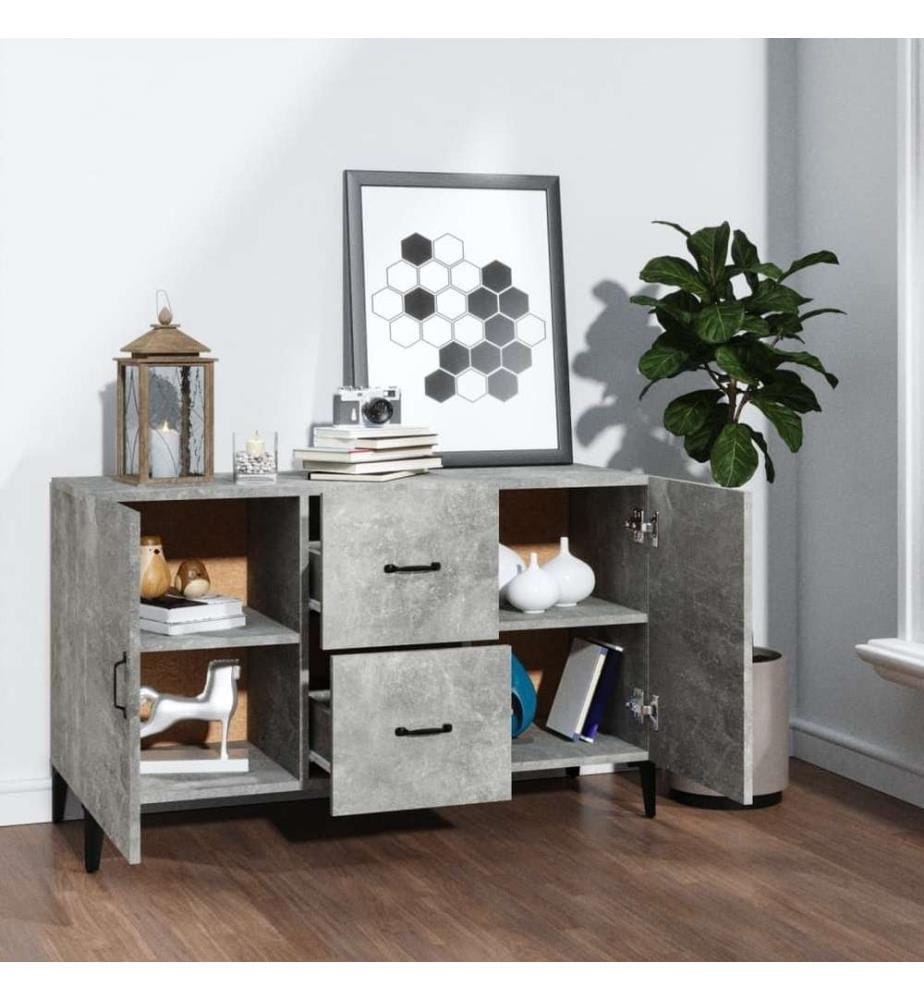 Buffet gris béton 100x36x60 cm bois d'ingénierie
