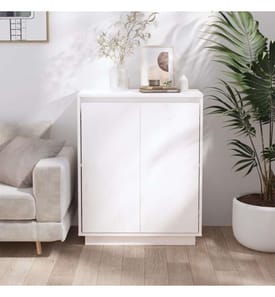 Sideboard Weiss 60x34x75 cm Massivholz Kiefer