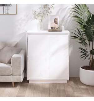 Sideboard Weiss 60x34x75 cm Massivholz Kiefer