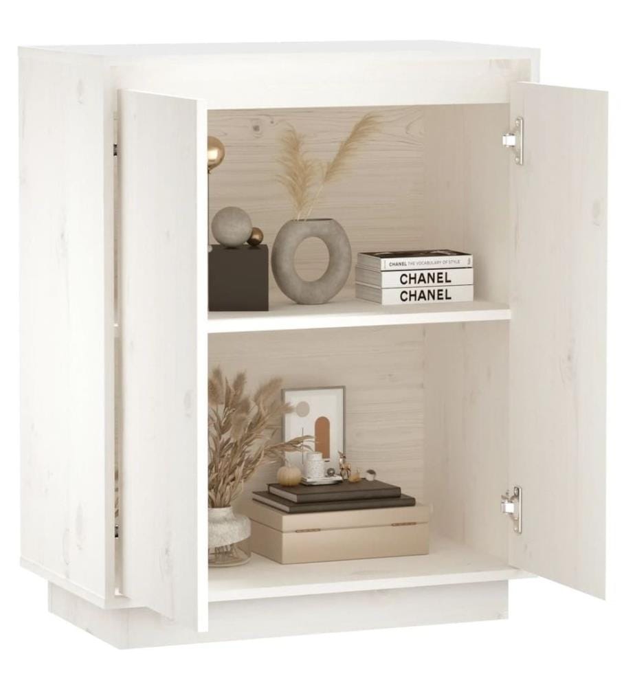 Sideboard Weiss 60x34x75 cm Massivholz Kiefer