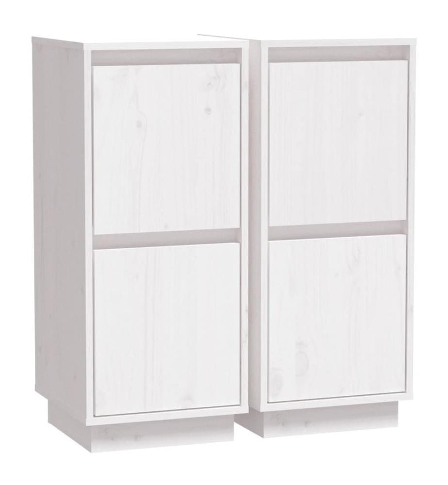 Sideboards 2 Stk. Weiss 31,5x34x75 cm Massivholz Kiefer