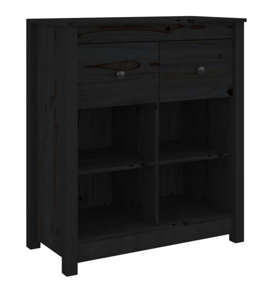 Sideboard Schwarz 70x35x80 cm Massivholz Kiefer