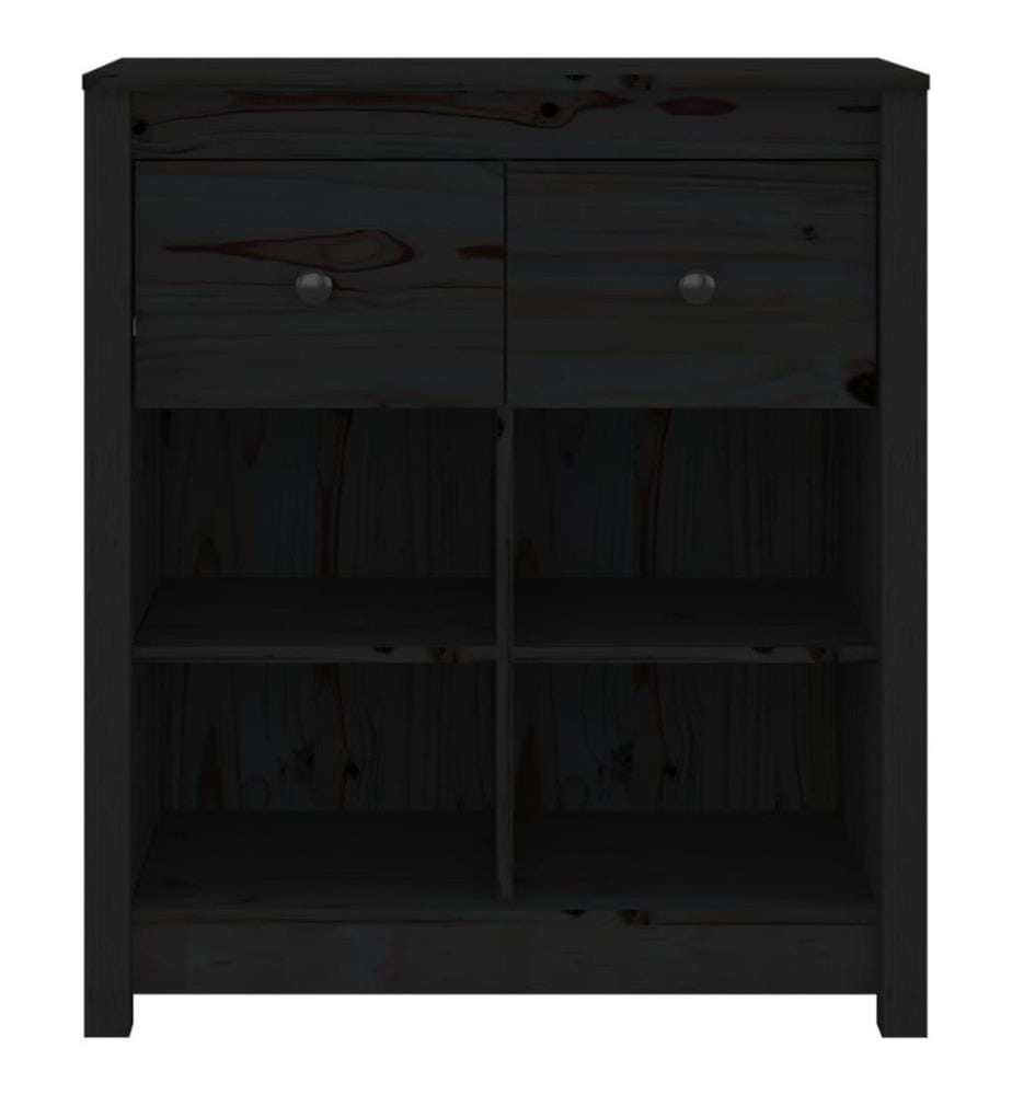 Sideboard Schwarz 70x35x80 cm Massivholz Kiefer