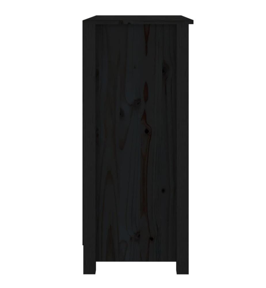Sideboard Schwarz 70x35x80 cm Massivholz Kiefer