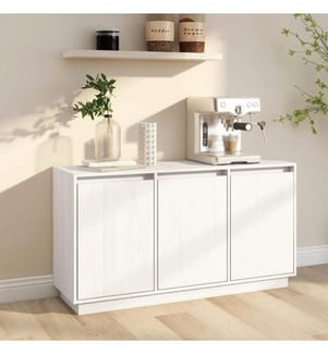 Buffet Blanc 111x34x60 cm Bois massif de pin