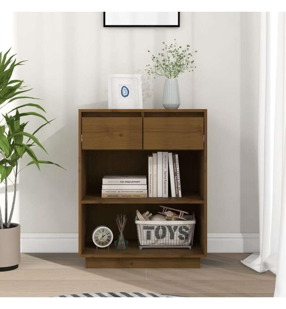 Armoire console Marron miel 60x34x75 cm Bois de pin solide
