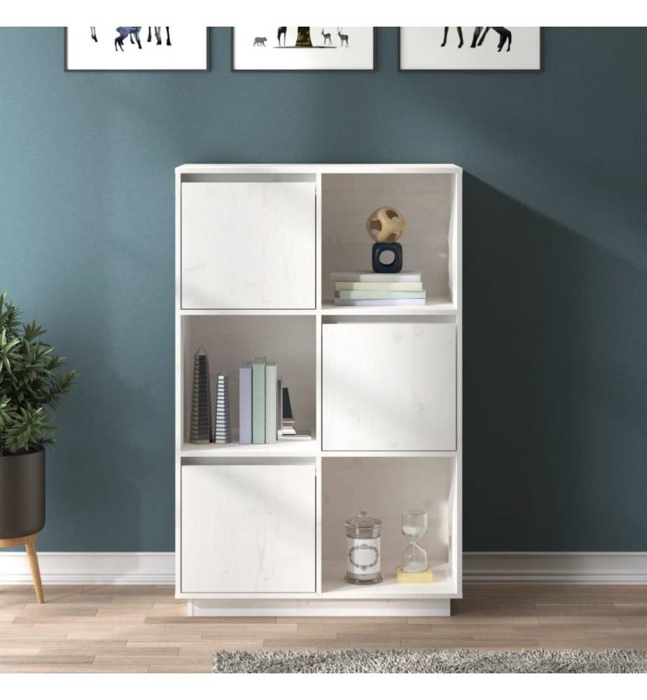 Highboard Weiss 74x35x117 cm Massivholz Kiefer