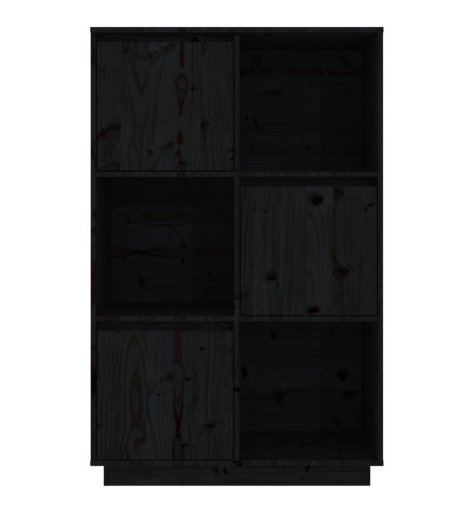Highboard Schwarz 74x35x117 cm Massivholz Kiefer
