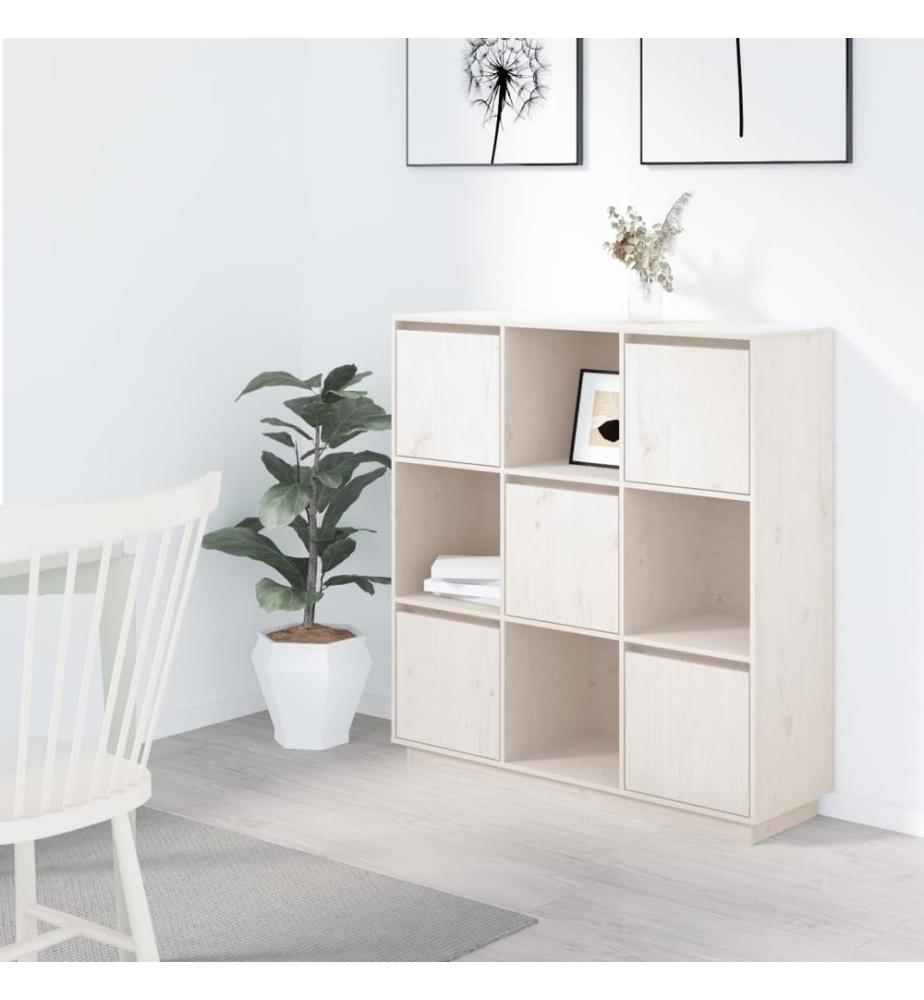 Highboard Weiss 110,5x35x117 cm Massivholz Kiefer
