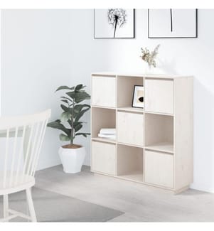Highboard Weiss 110,5x35x117 cm Massivholz Kiefer