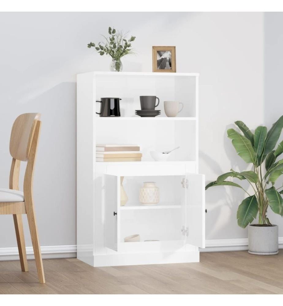Highboard Hochglanz-Weiss 60x35,5x103,5 cm Holzwerkstoff