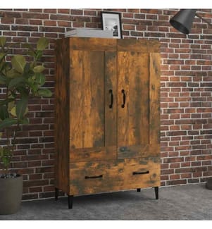 Buffet haut Chêne fumé 70x31x115 cm Bois d'ingénierie