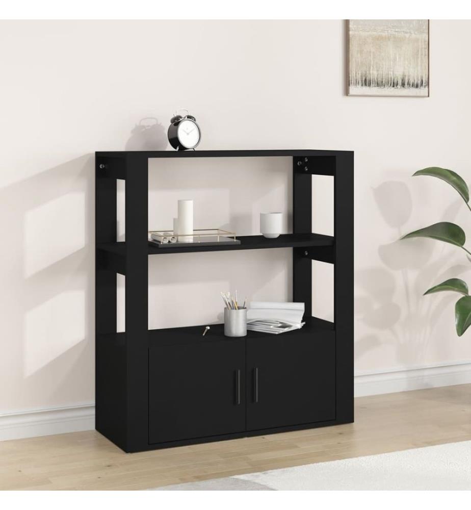 Sideboard Schwarz 80x30x90 cm Holzwerkstoff