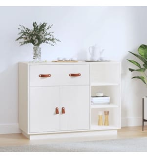 Sideboard Weiss 98,5x40x75 cm Massivholz Kiefer