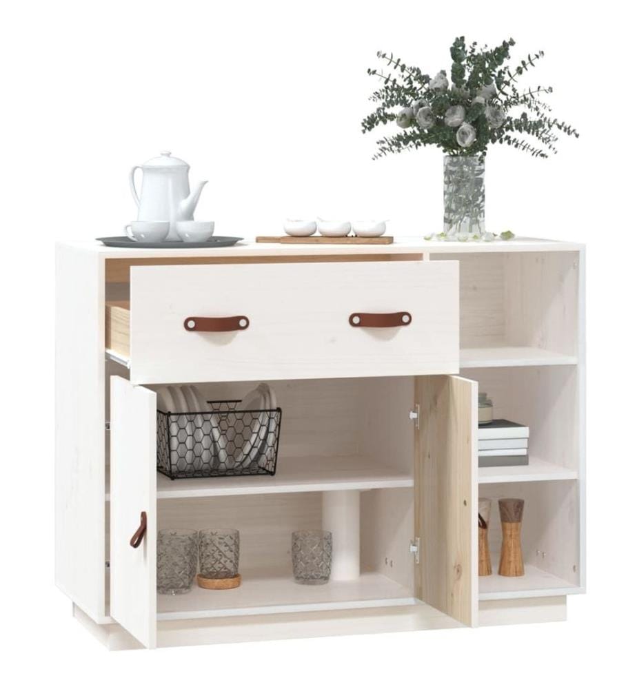 Sideboard Weiss 98,5x40x75 cm Massivholz Kiefer