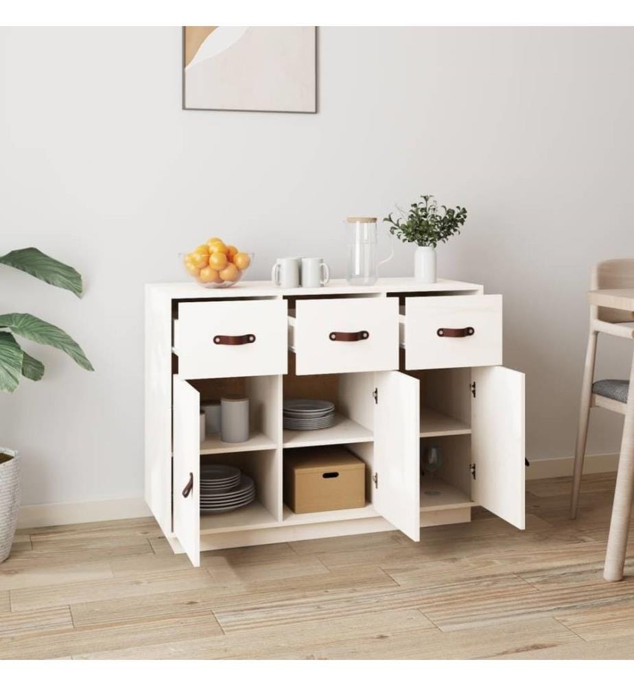 Sideboard Weiss 100x40x75 cm Massivholz Kiefer