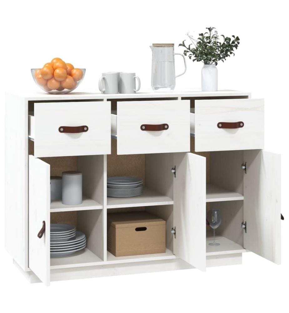 Sideboard Weiss 100x40x75 cm Massivholz Kiefer
