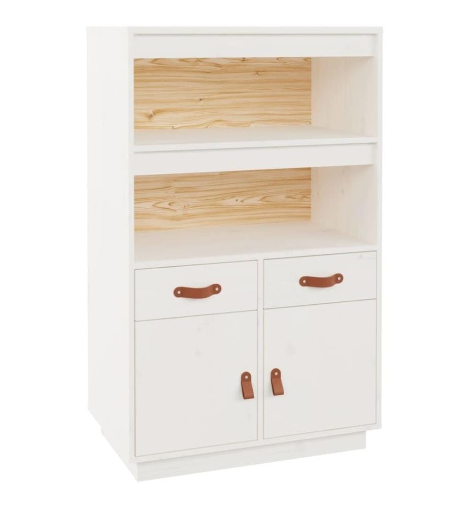 Buffet haut Blanc 67x40x108,5 cm Bois massif de pin