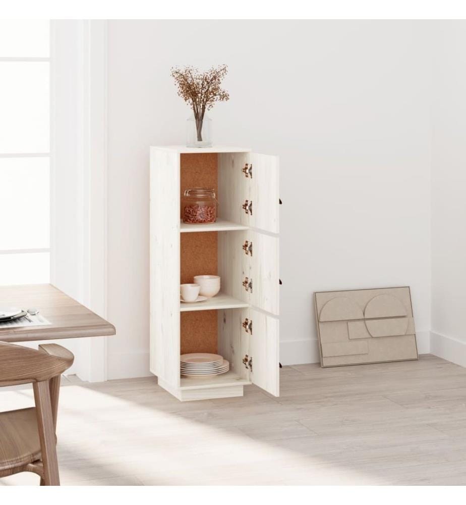 Buffet haut Blanc 34x40x108,5 cm Bois massif de pin