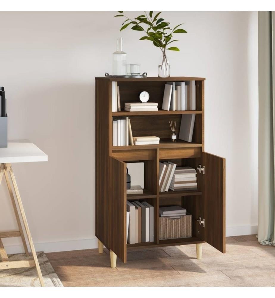 Highboard Braun Eichen-Optik 60x36x110 cm Holzwerkstoff