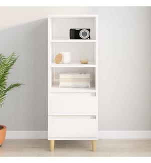 Highboard Hochglanz-Weiss 40x36x110 cm Holzwerkstoff