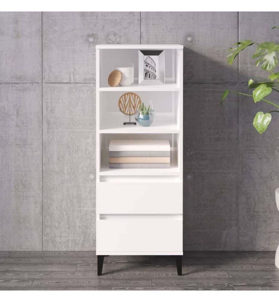 Highboard Hochglanz-Weiss 40x36x110 cm Holzwerkstoff