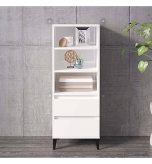 Highboard Hochglanz-Weiss 40x36x110 cm Holzwerkstoff