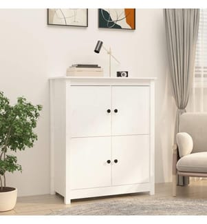 Sideboard Weiss 83x41,5x100 cm Massivholz Kiefer