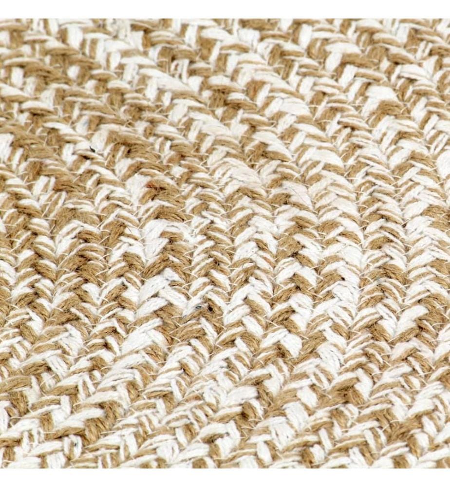 Teppich Handgefertigt Jute Weiss und Natur 120 cm