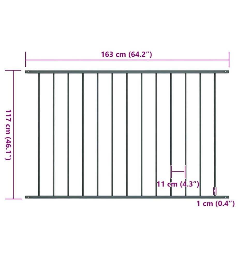 Panneau de clôture en acier thermolaqué 1,7 x 1,25 m Anthracite