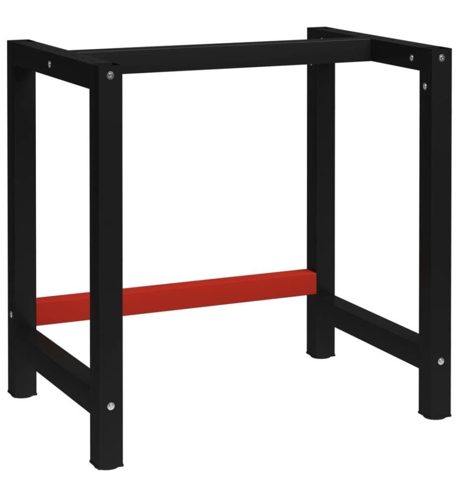 Werkbankgestell Metall 80x57x79 cm Schwarz und Rot