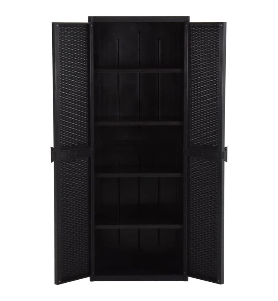 Gartenschrank Schwarz 65x45x172 cm PP Rattan